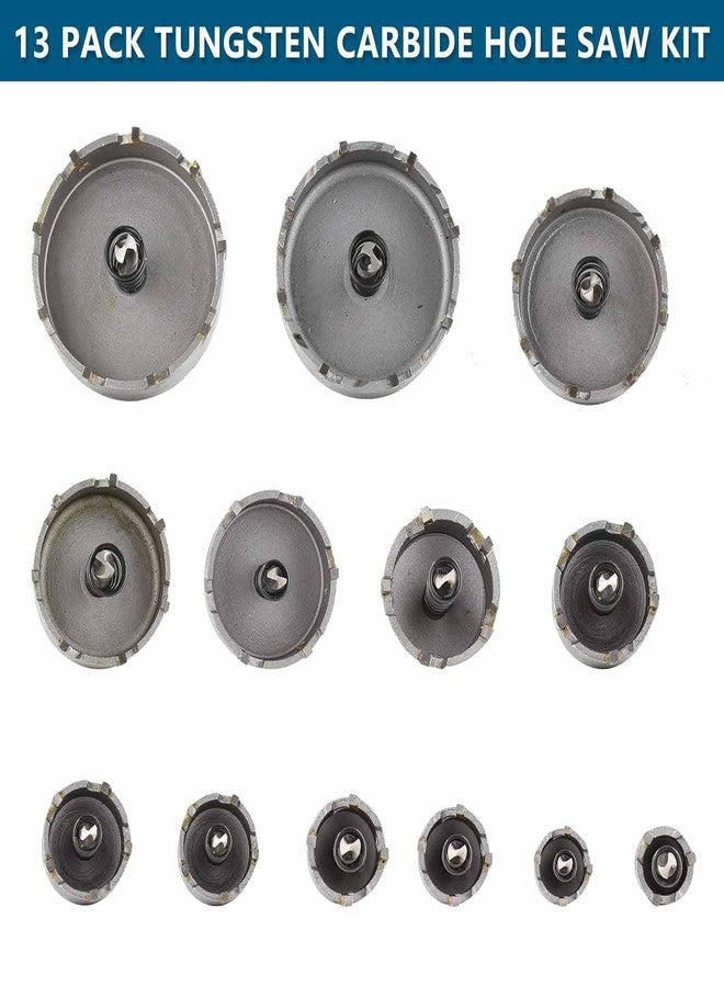 UPTODATETOOLS 13 Pack 14-50mm Tungsten Carbide Hole Saw Kit, TCT Hole Saw Cutter Metal Hole Cutting Bit Set, 0.6 Inch Cutting Depth Sharp Hole Saw Drill Bit - Image 2